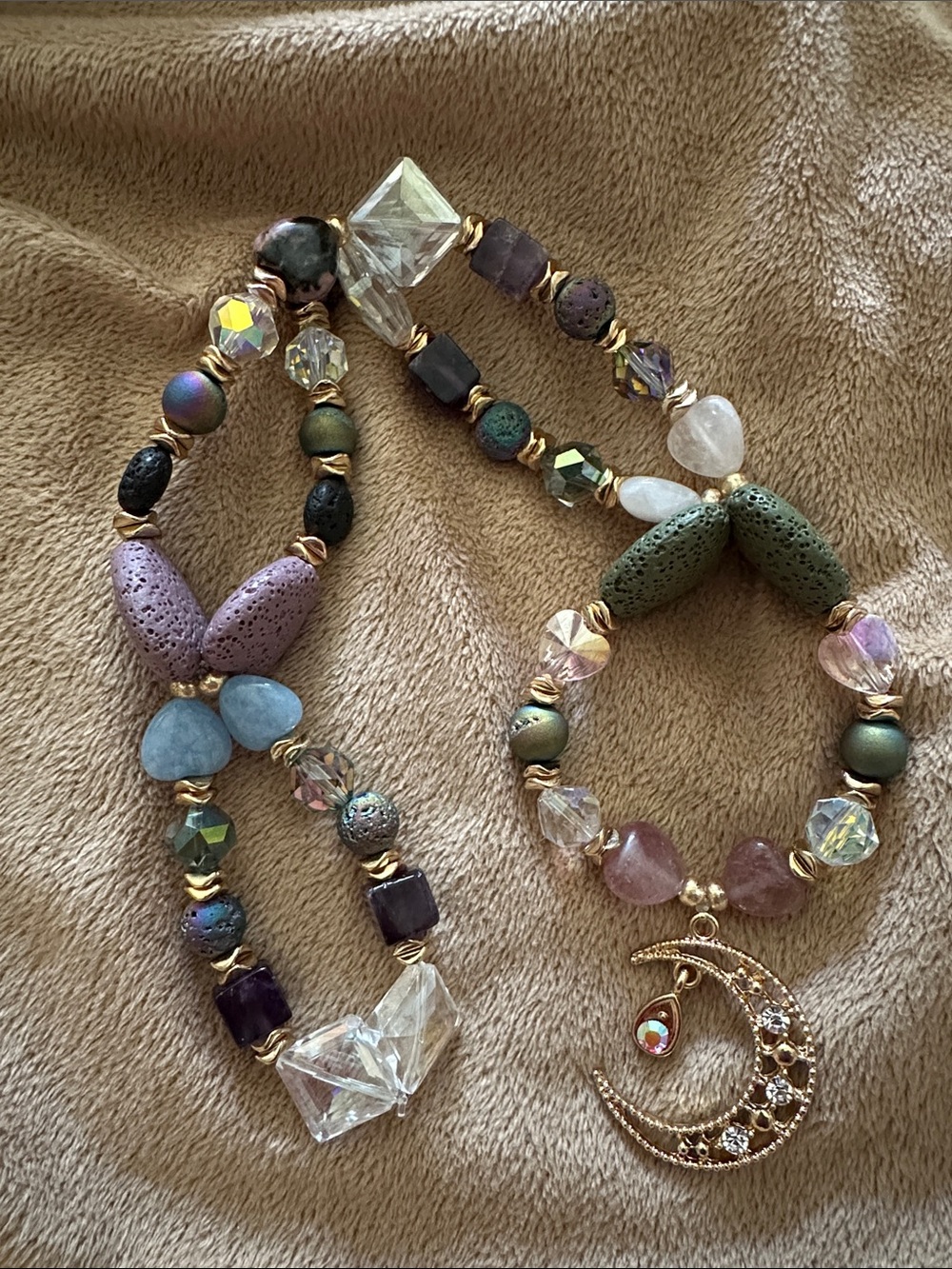 Secret Moon Wishes HangCharm (Amethyst, Strawberry And Rose Quartz And Druzy) - Picture 4 of 8